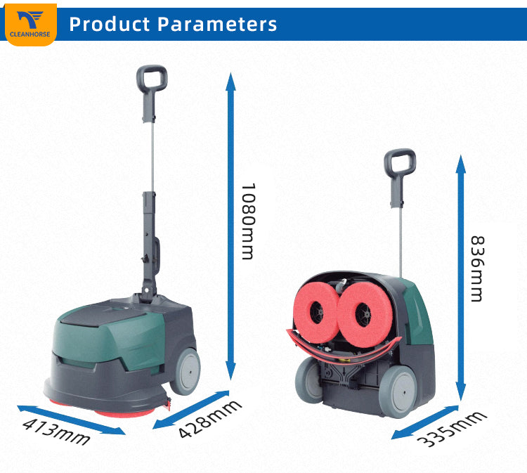 Portable Commercial Floor Scrubber Machine, Lightweight 21Lbs, Rechargeable Lithium-Ion Battery 90mins Working,for Large Areas Cleaning Works,Hotels