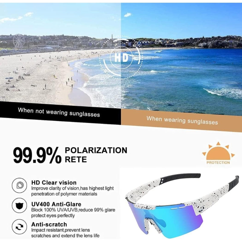 Polarized Sunglasses for Men and Women Eyewear Outdoor UV400 Cycling Sports Glasses for Driving、 Running、 Fishing Golf Hiking